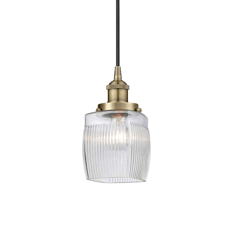 Innovations Lighting 616-1PH-10-6 Colton Pendant Colton 6" Wide Mini - Antique Brass / Clear Halophane