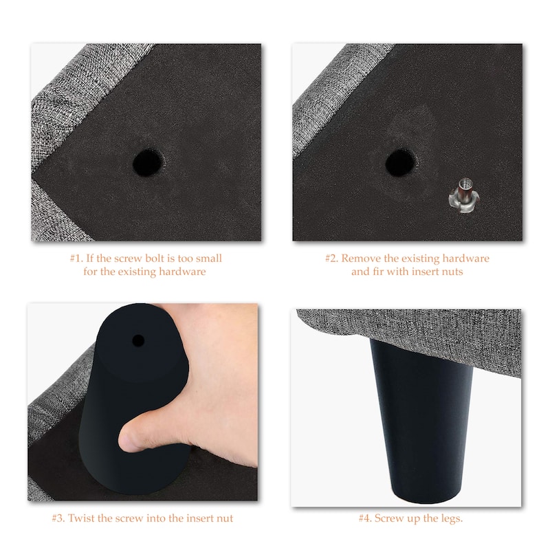 Round Solid Plastic Furniture Legs 5 inch high for Bed, Sofa, Couch, Chair Ottoman, Loveseat, Coffe, Table, Cabinet