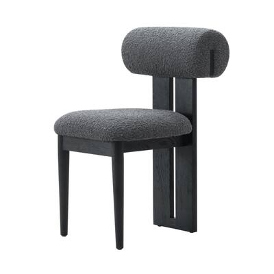 Cid Rita 18 Inch Dining Side Chair, Set of 2, Gray Polyester, Black Wood