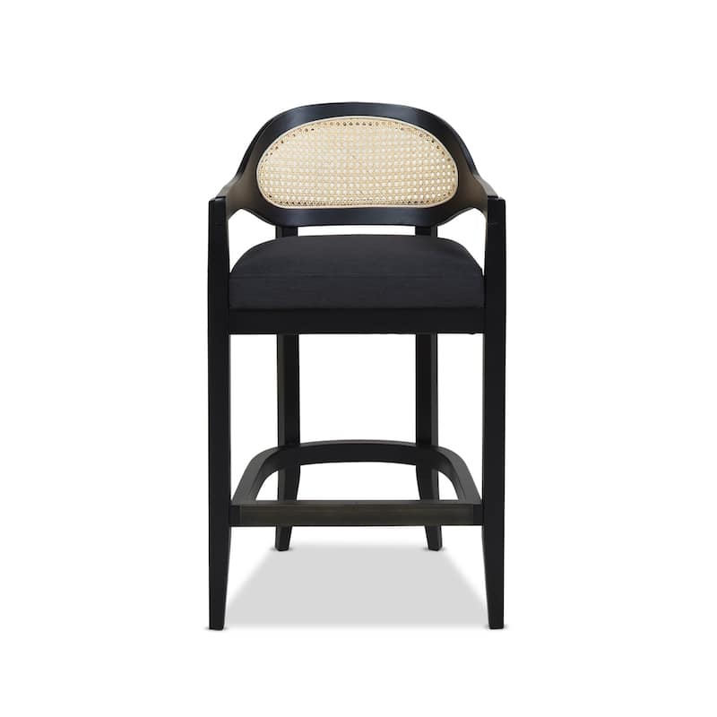 Americana Mid-Century Modern Rattan Cane Back Counter and Bar Stool