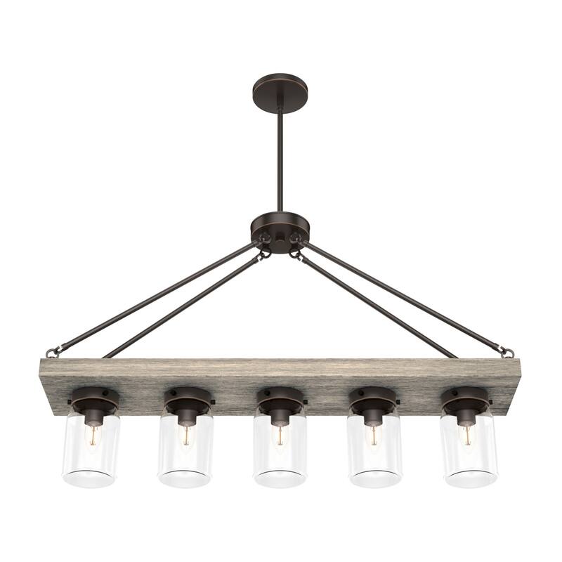 Hunter Devon Park 5-Light Linear Chandelier - Kitchen Island, Dining Room - Rustic, Farmhouse