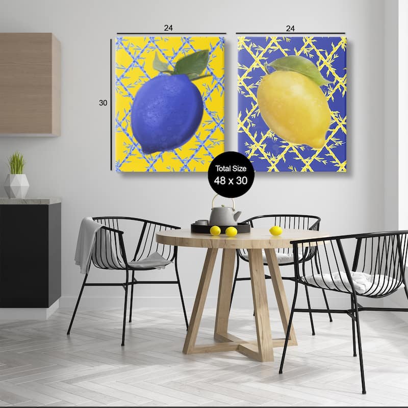 Stupell Bold Blue & Yellow Lemons Canvas Wall Art Design By Matthew Piotrowicz (Set of 2)