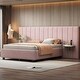 preview thumbnail 12 of 64, Full/Queen Size Upholstered Bed with Velvet Headboard and Integrated Shelves Pink - Full