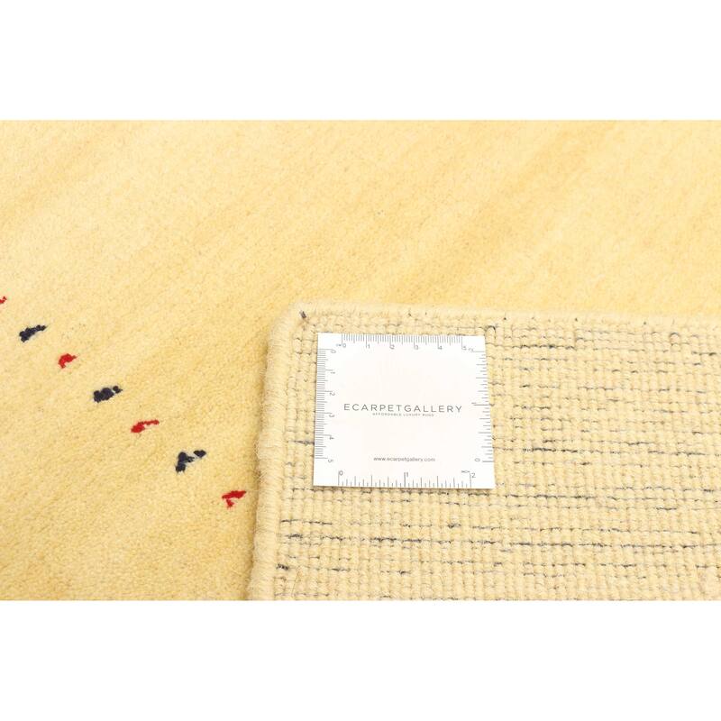 ECARPETGALLERY Hand Loomed Kashkuli Gabbeh Light Gold Wool Rug - 4'0 x 5'9