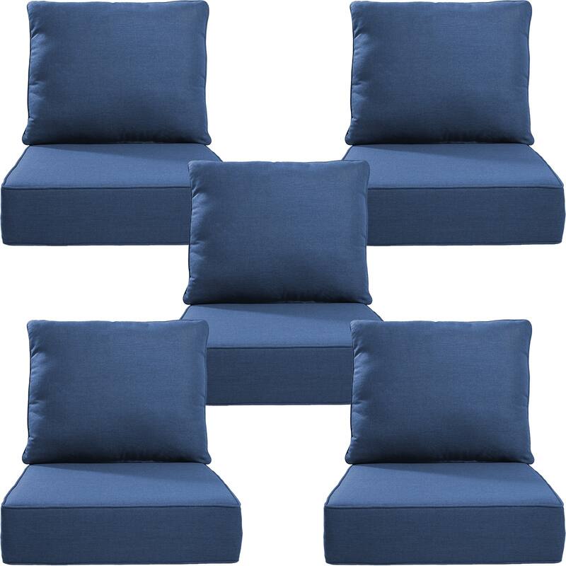 24" W x 24" D x 6" T Water & Fade Resistant Outdoor Lounge Chair Replacement Cushion Set - 5 Sets - Navy Blue