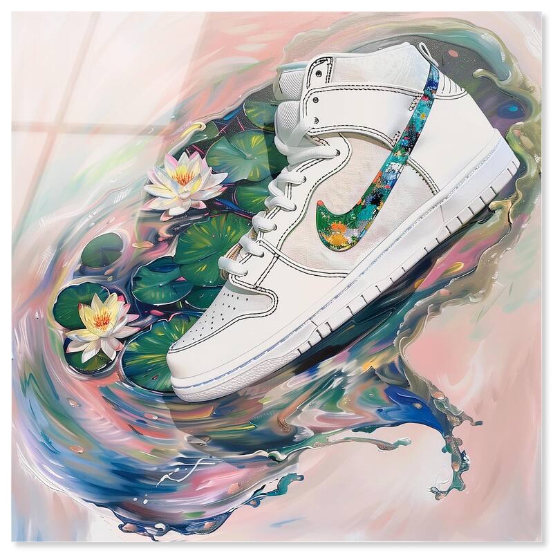 Lilypads Sneaker Splash Acrylic by Art Remedy, Ready to Hang - 20" x 20"