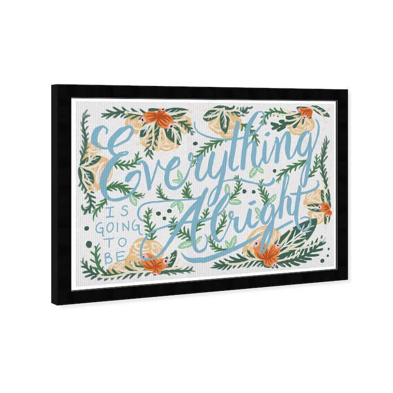 Wynwood Studio 'Alright Tropical' Typography and Quotes Wall Art Framed Print Inspirational Quotes and Sayings - Blue, Green
