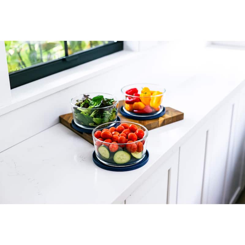 Glass Food Storage Containers Set - Round, 4-Cup (32oz) BPA-Free, Microwave & Oven Safe, Airtight Lids