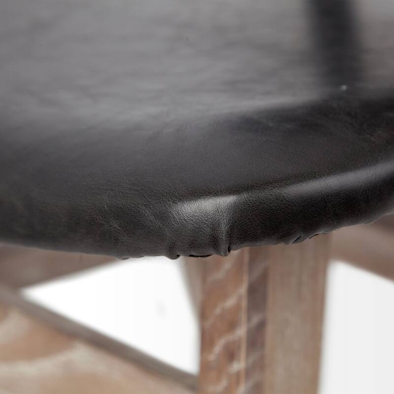 Haden Black Faux-Leather Wrap With Brown Solid Wood Base Dining Chair (Set of 2) - 18.5L x 18.5W x 33.3H
