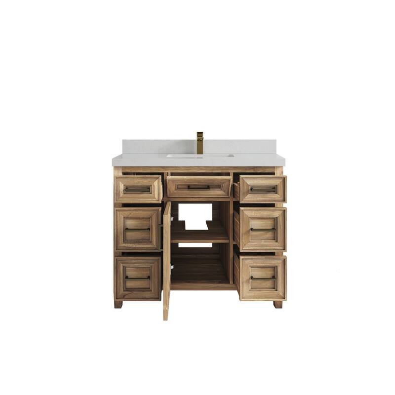 Willow Collections 42 in. W x 22 in. D Santa Monica Teak Single Sink Bathroom Vanity with Countertop