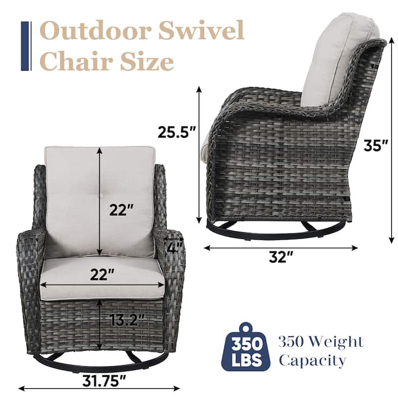 360 Degree Patio Swivel Glider Chair - Grey