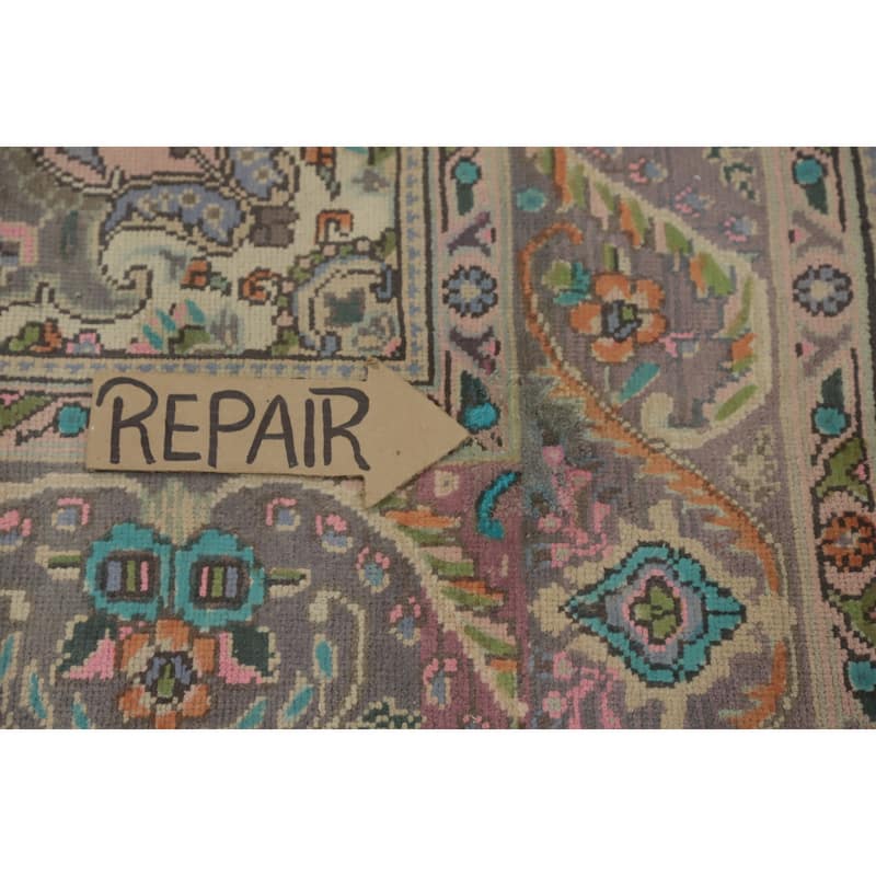 Hand Knotted Oriental 100% Wool Carpet Traditional Floral Beige & Ivories Tabriz Area Rug - 9' 6'' X 6' 8''