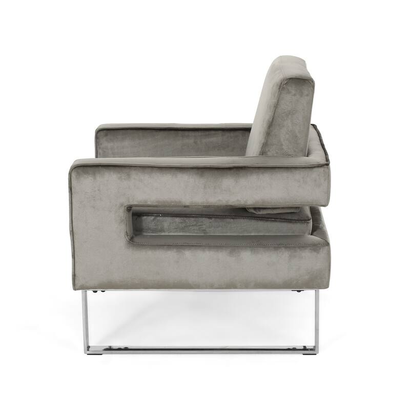 Modern Velvet Club Chair with Stainless Steel Legs