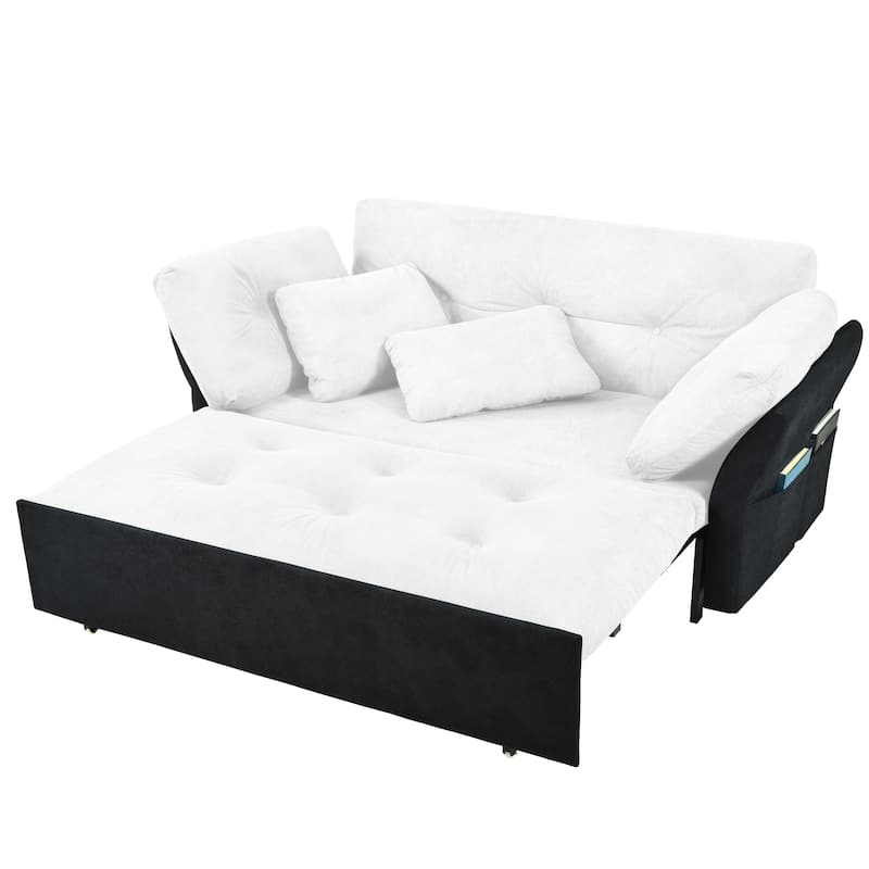 GDFStudio - Convertible Pull Out Sofa Bed Queen Size, 3-in-1 Convertible Sleeper Couch with Thickened Cushions and Side Storage