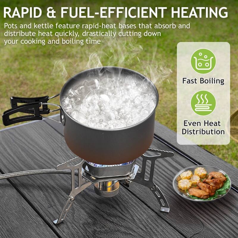 27 Pcs Aluminum Camping Cookware Set For 4-Person - 27 pcs