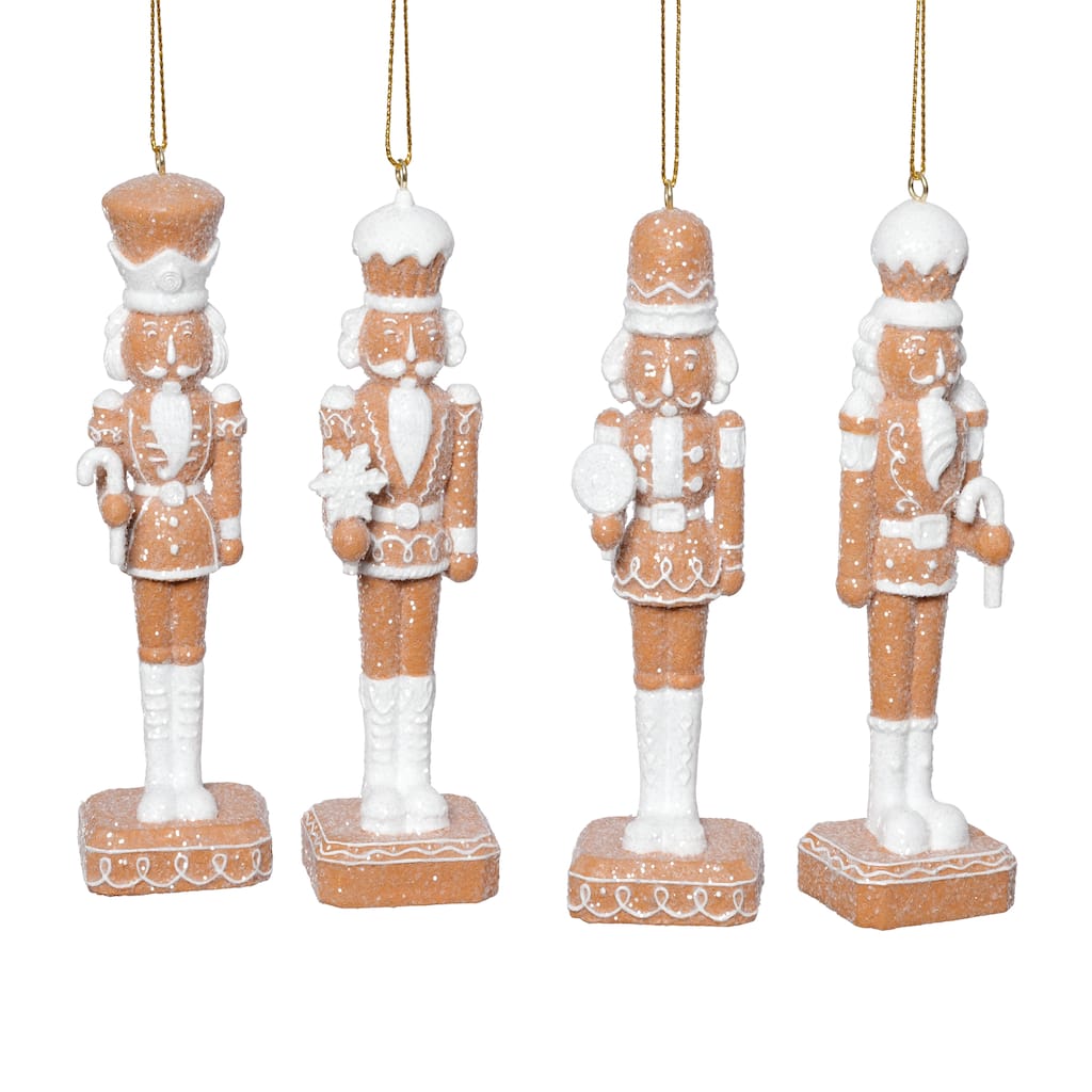Adelard Gingerbread Soldier Resin Ornaments, 12 Hanging Pieces (3 Sets of 4 Assorted)