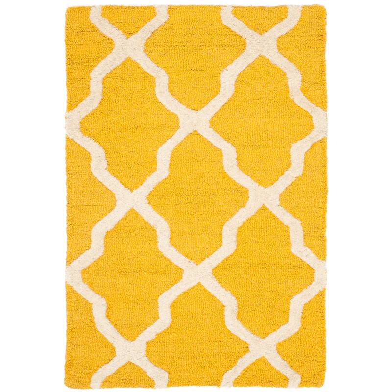 SAFAVIEH Handmade Cambridge Eirny Moroccan Trellis Wool Rug - 2' x 3' - Gold/Ivory
