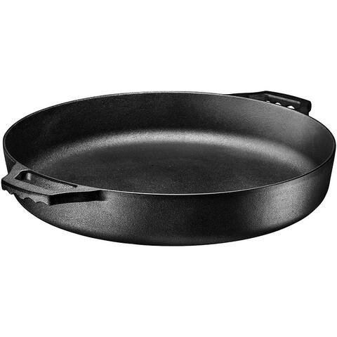 Bruntmor Pre-Seasoned Cast Iron Grill Pan for Outdoor/Indoor Cooking. 16" Large Skillet with Dual Handles Durable Frying Pan.
