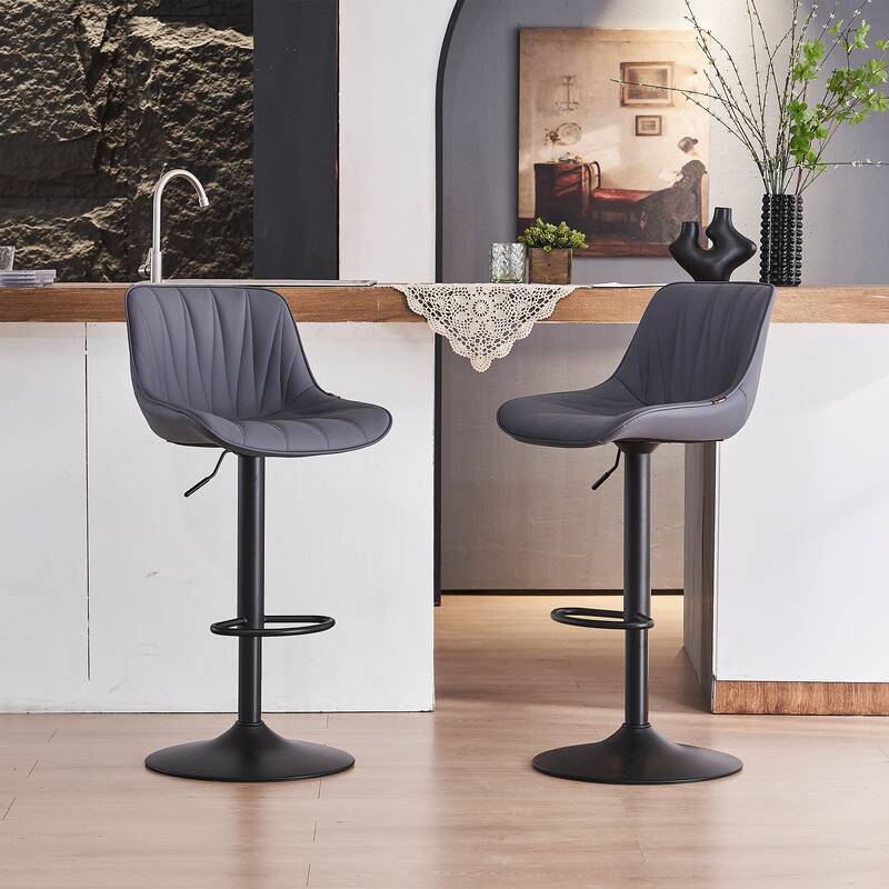 Adjustable Swivel Bar Stools Set of 2 Modern Upholstered Counter Stools