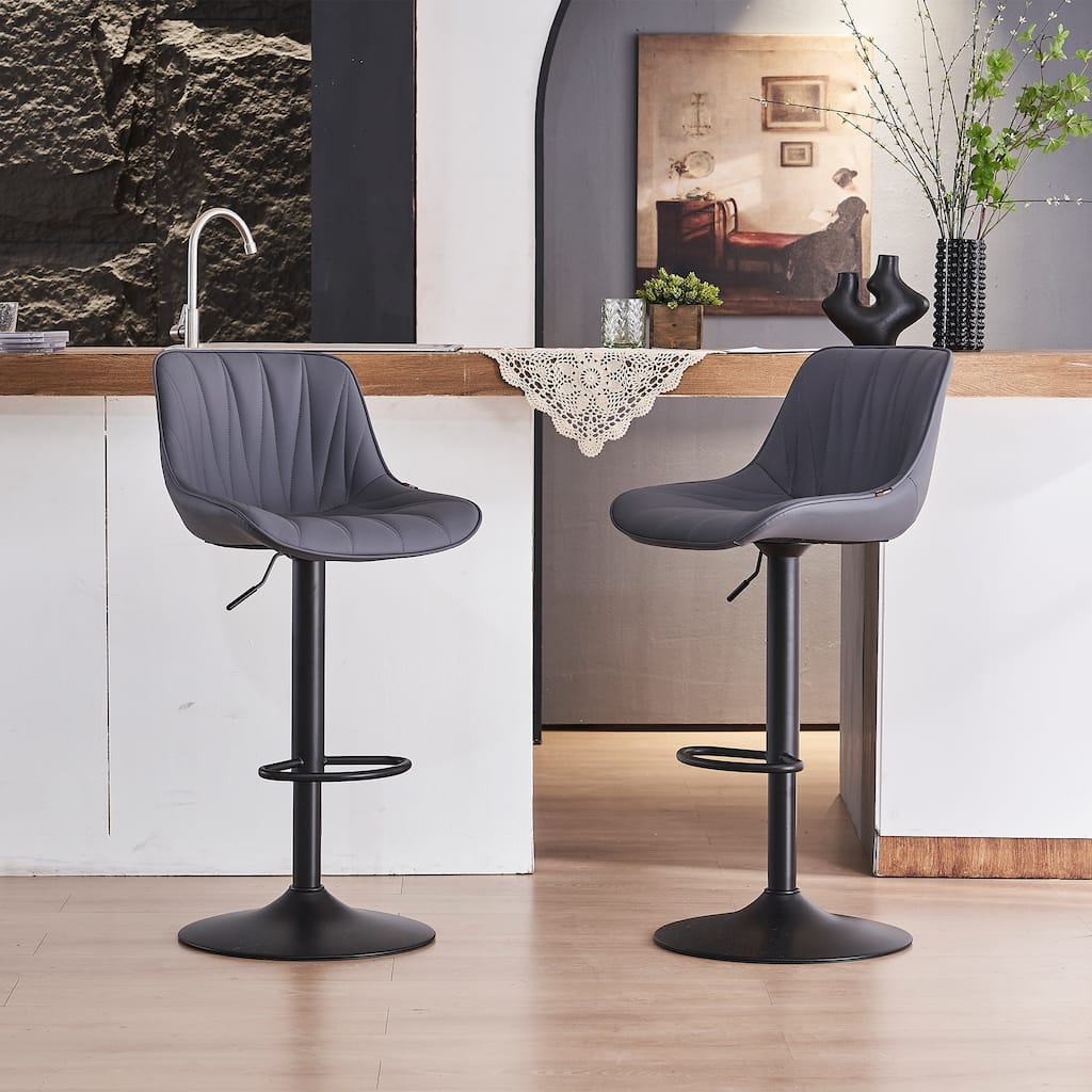 Adjustable Swivel Bar Stools Set of 2 Modern Upholstered Counter Stools