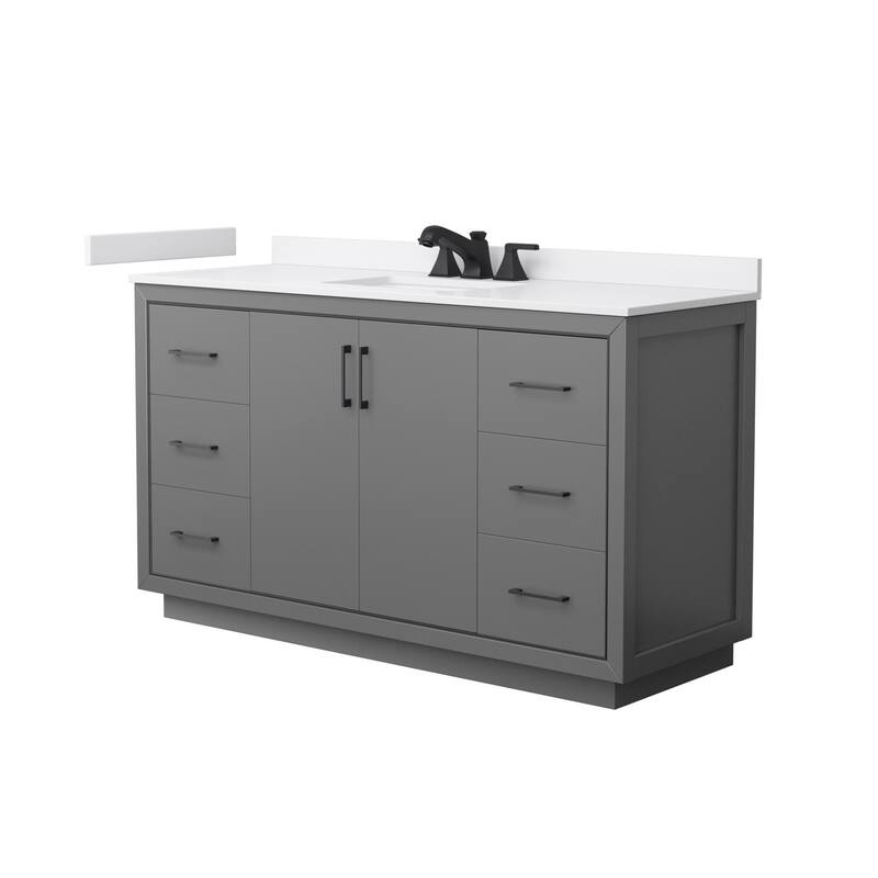 Wyndham Collection WCF1111-60S-VCA-US3MXX Icon 60" Free Standing - Dark Gray / White Cultured Marble Top / Matte