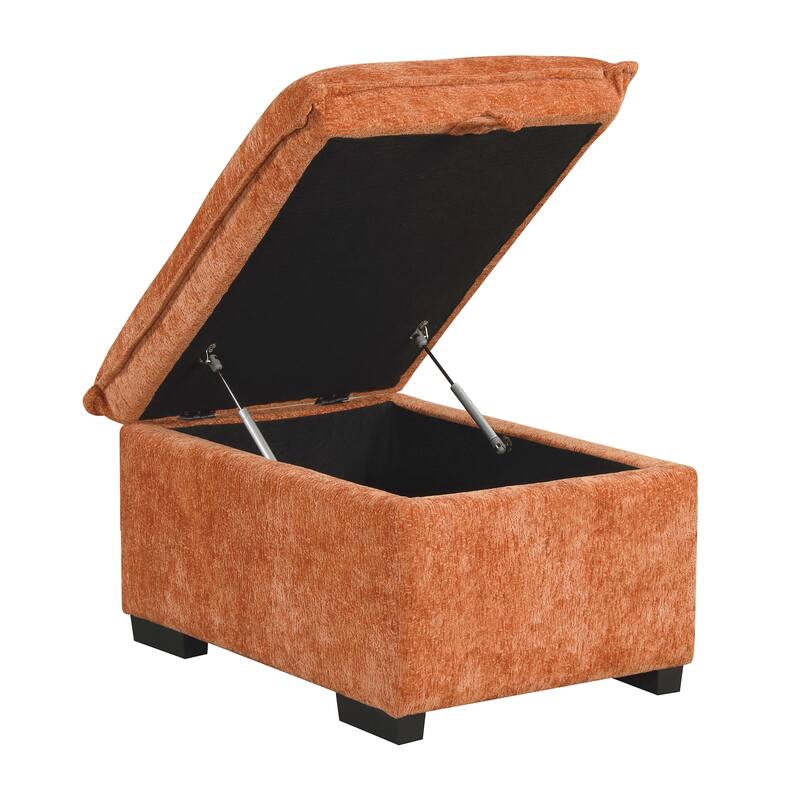 Convertible Sofa Sleeper w/USB Ports, Storage Ottoman, Pillows,Orange
