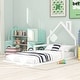 preview thumbnail 4 of 23, Playful Design Wood Floor Bed with House-shaped Headboard Twin White