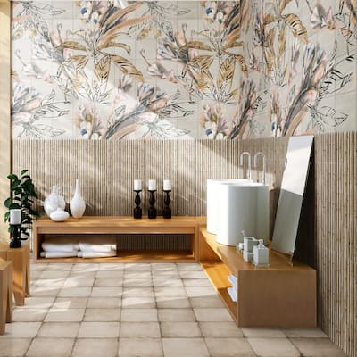 Merola Tile Bamboo Haven Sandy White 5-7/8" x 11-7/8" Fluted Ceramic Wall Tile