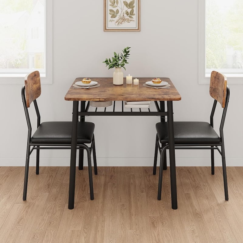 Kitchen Dining Table for 2 with Storage Rack Set for Small Space, Apartment