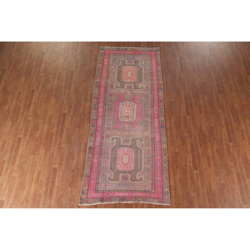 Hand Knotted Oriental 100% Wool Carpet Traditional Tribal Beige & Ivories Meshkin Runner Rug - 10' 5'' X 4' 3''