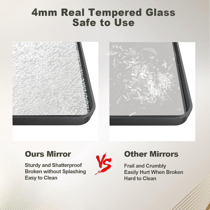 Aluminum Alloy Framed French Cleat Mounted Tempered Glass Wall Vanity Mirror