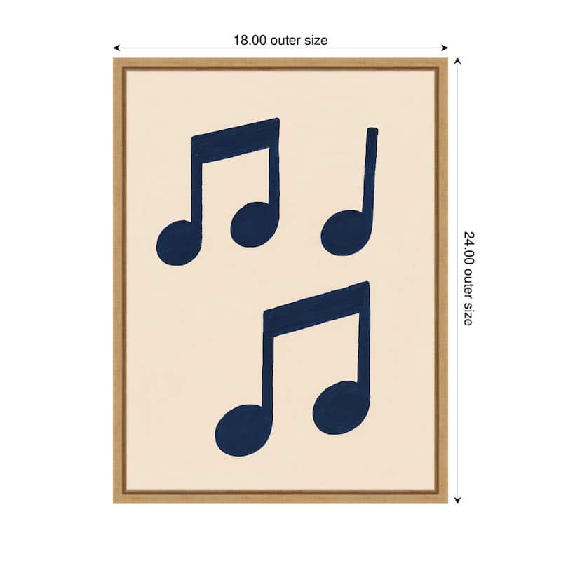 Kate and Laurel Music Notes by Laura Moss Framed Canvas Wall Art Print