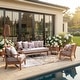 preview thumbnail 1 of 10, Cambridge Casual Chara 4-piece Teak Patio Conversation Set Natural Teak/Beige Cushion