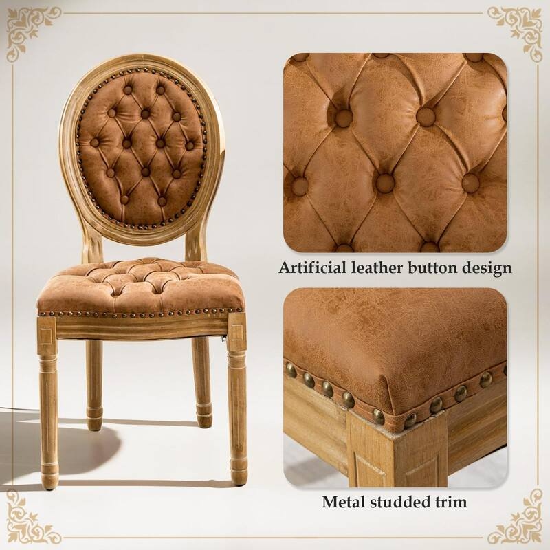 Upholstered French Style Nailhead Dining Chairs(Set of 4)
