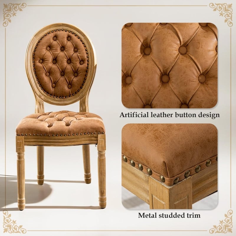 Upholstered French Style Nailhead Dining Chairs(Set of 6)
