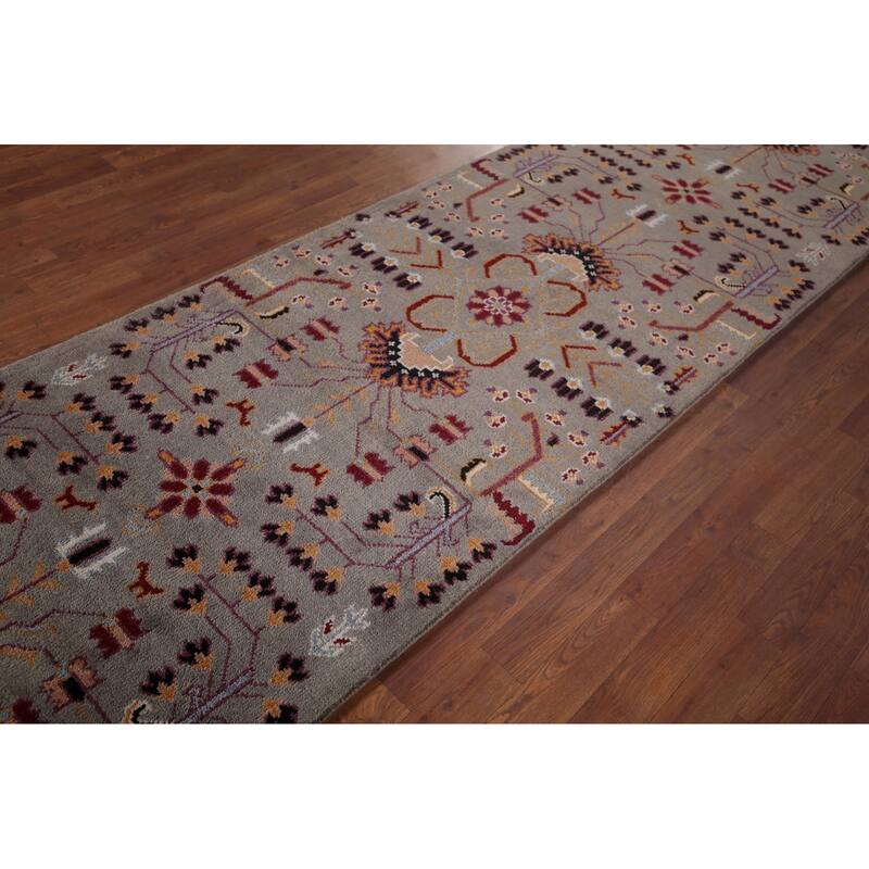 Tribal Geometric Kazak Oriental Runner Rug Hand-Knotted Wool Carpet - 3'1"x 10'3"