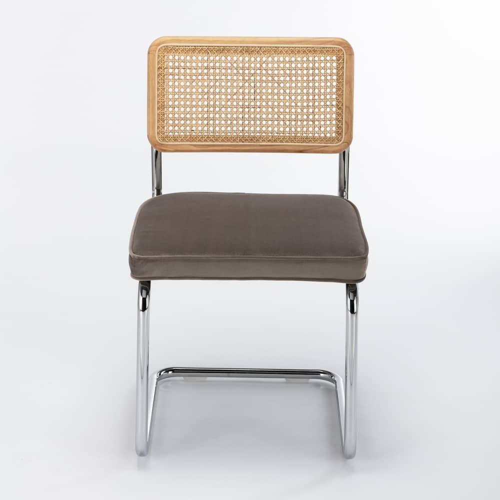 Latham Cane Back Velvet Side Chair (Set of 2)