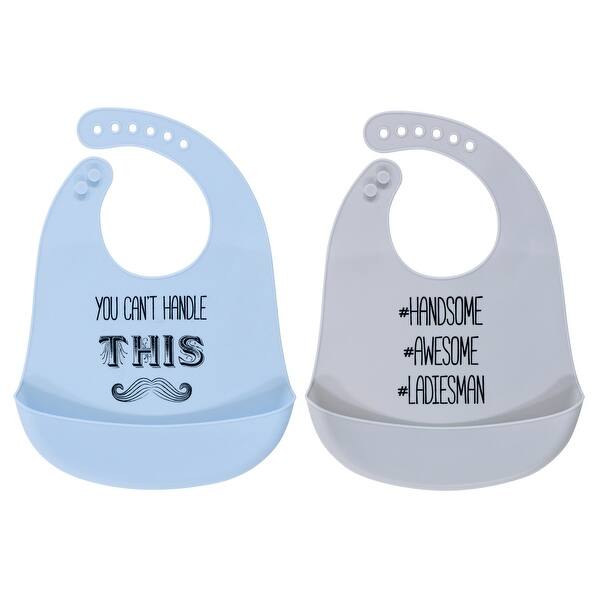 slide 1 of 1, Hudson Baby Infant Boy Silicone Bibs 2pk, Mustache, One Size - Mustache - One Size One Size - Mustache