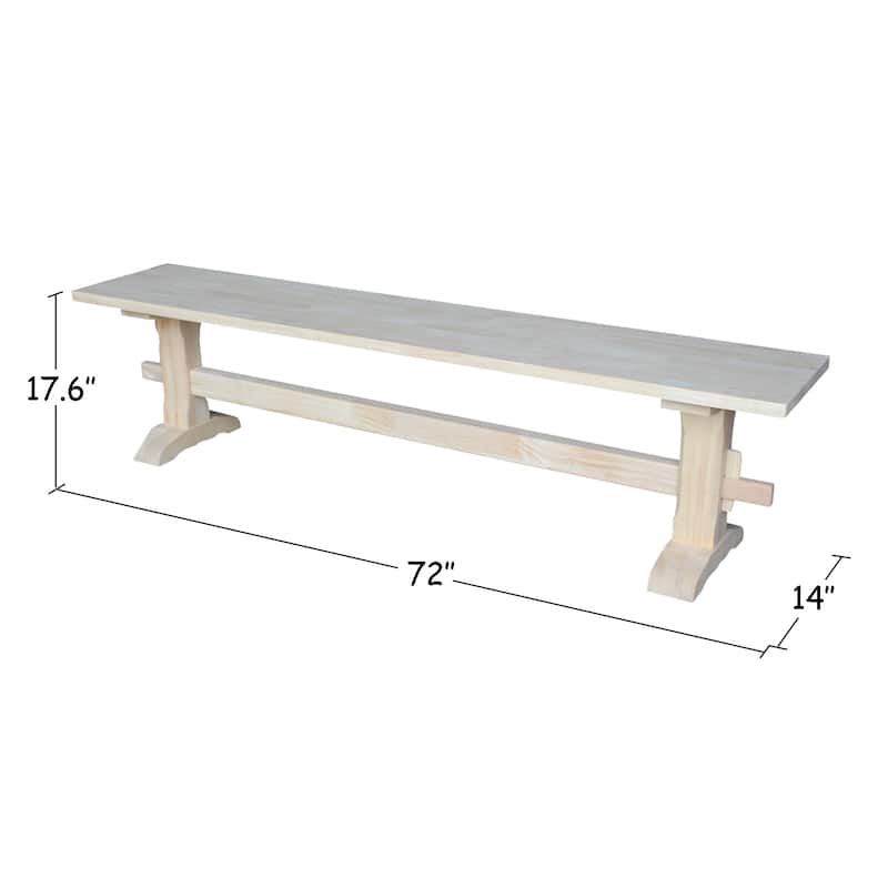 Unfinished Solid Parawood Trestle Bench