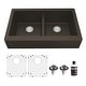 preview thumbnail 21 of 75, Karran Retrofit Farmhouse Quartz 34 in. Double Bowl 50/50 Sink Kit Brown