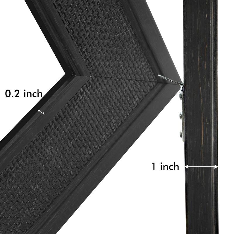 Faux Wooden Frame Rattan Farmhouse Style Rectangle Wall Mirror