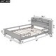 preview thumbnail 4 of 6, Full Size Bed Frame w/Storage Headboard and Built-in LED Light, Wood Full Size Platform Bed with Fence Guardrails, Antique Grey