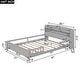 preview thumbnail 4 of 24, Wood Full Size Platform Bed with LED Light, Storage Headboard and Safety Guardrail for Bedroom, Antique Grey