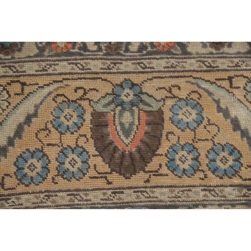 Hand Knotted Oriental 100% Wool Carpet Traditional Floral Peach Mashad Area Rug - 12' 7'' X 8' 10''