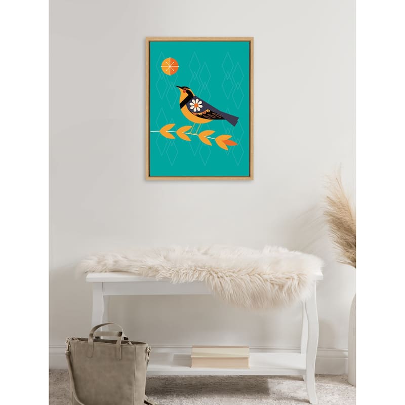 Kate and Laurel Sylvie Varied Thrush Framed Canvas by Amber Leaders