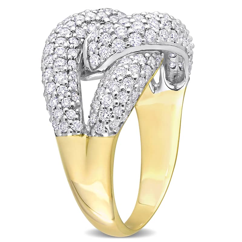 Miadora 1-3/8ct TDW Diamond Knot Design Cluster Ring in 14k White and Yellow Gold