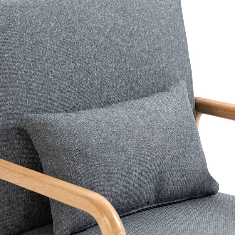 Briston 2 Set Mid Century Modern Wood Accent Chairs with pillow