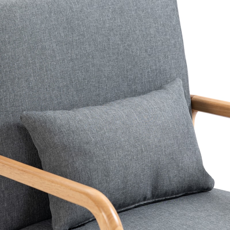 2 Set Upholstered Lounge Arm Chair with Pillow - Set of 2