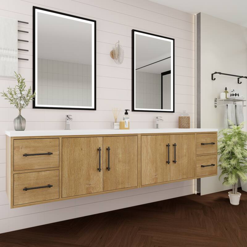 Victoria 84'' Wall-mounted Vanity with Double Reinforced Acrylic Sink - 83.5