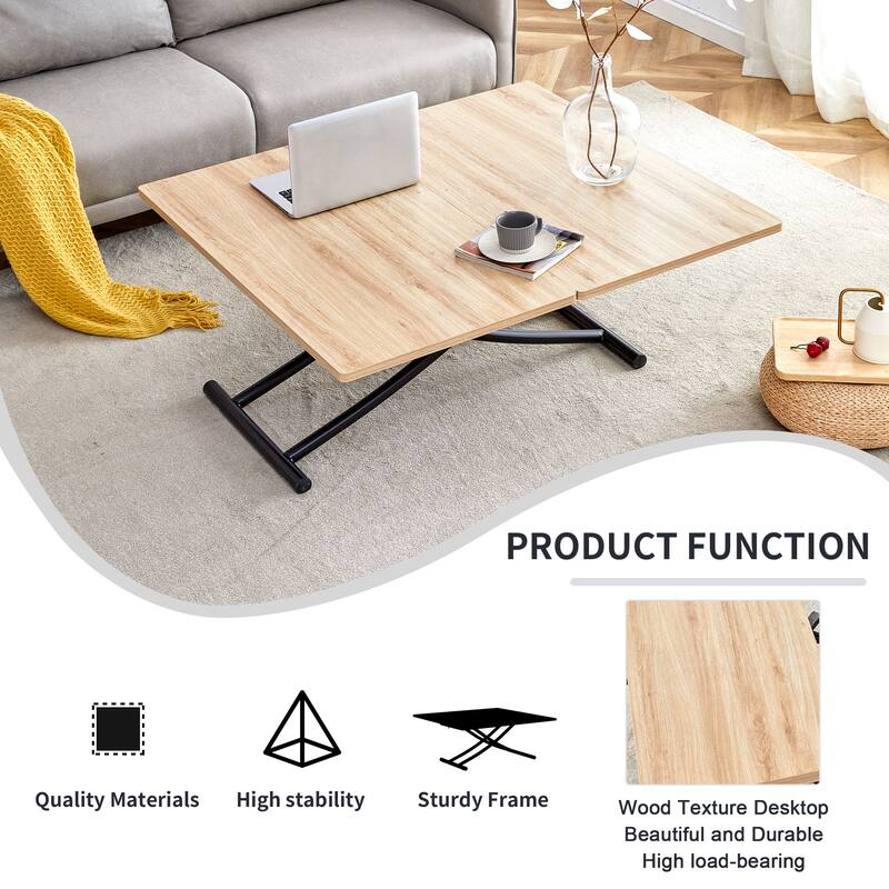 Minimalist Multifunctional Lifting Platform,Mdf Desktop,Metal Legs,Paired with 4 Chairs